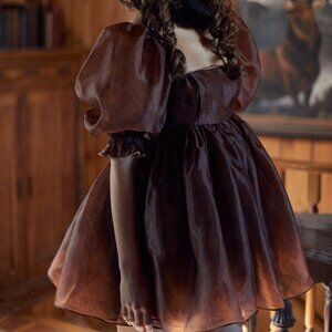 New with Tags: Selkie Chocolate Lace Puff Dress, Brocade